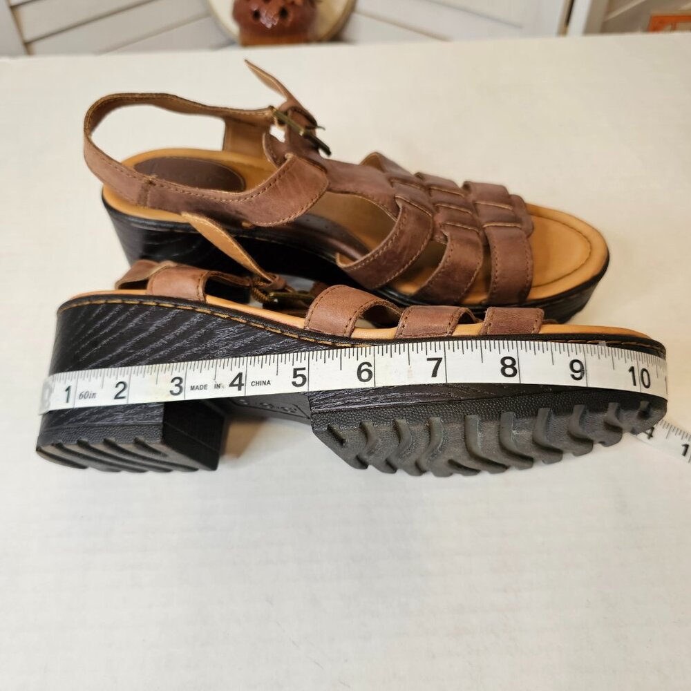 BOC Size 10M Women's Platform Brown/Black Sandal, Leather - Picture 6 of 8